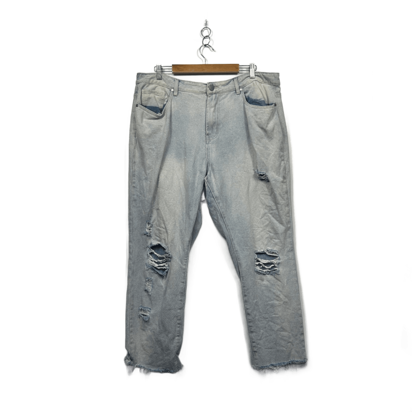 City Chic Denim Womens Light Blue Mum High Rise Crop Jeans Size 18