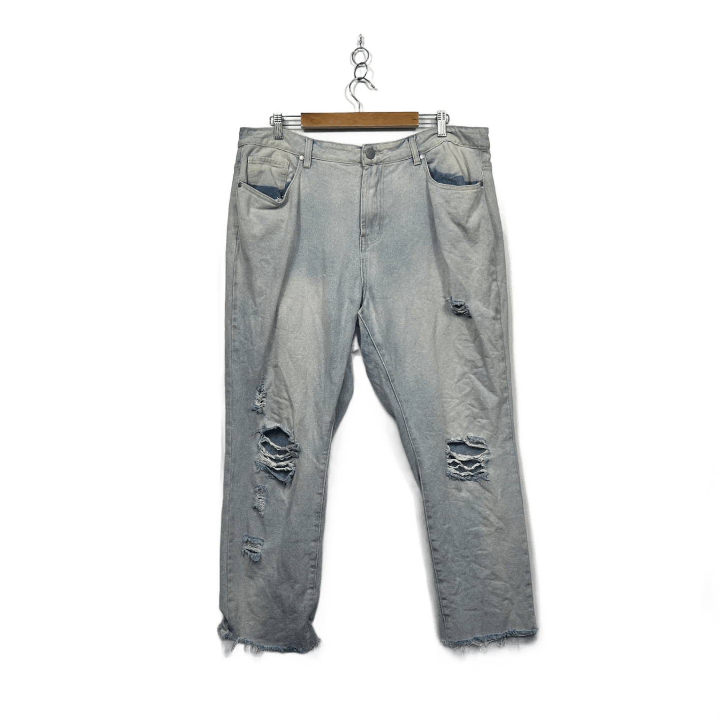 City Chic Denim Womens Light Blue Mum High Rise Crop Jeans Size 18