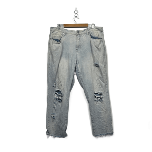 City Chic Denim Womens Light Blue Mum High Rise Crop Jeans Size 18