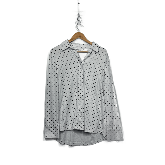 Sportscraft White Black Long Sleeve Button-up Shirt Blouse Size XL