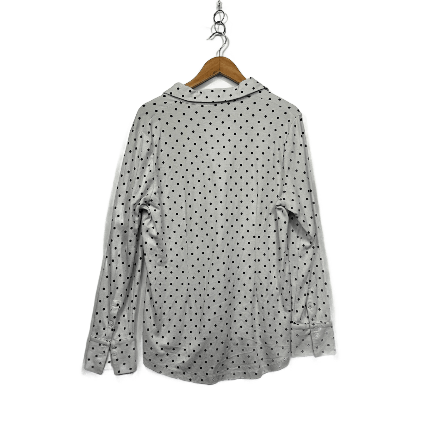 Sportscraft White Black Long Sleeve Button-up Shirt Blouse Size XL