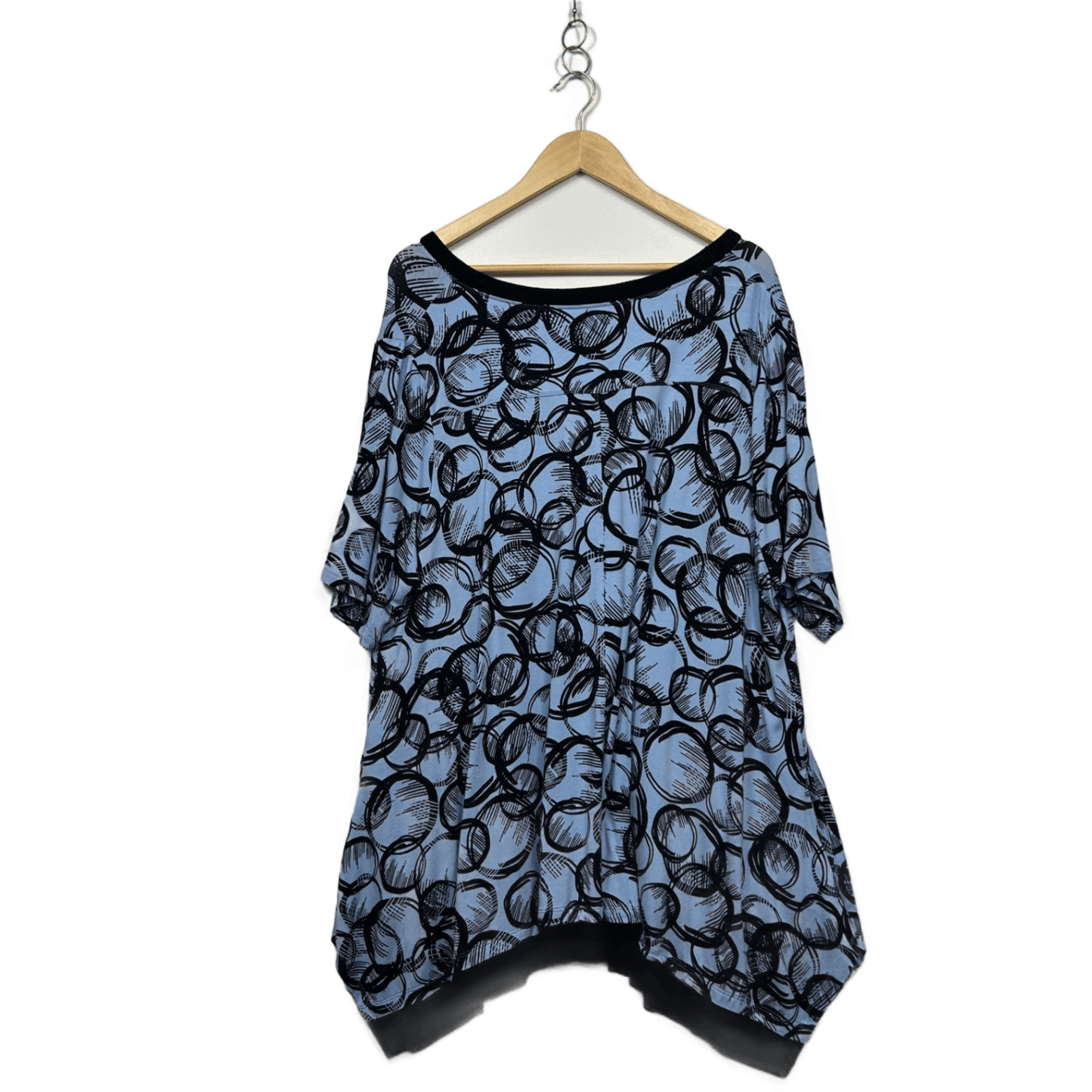 Taking Shape Blue Black Short Sleeve Asymmetric Hems Tunic Top Size 18 - 20