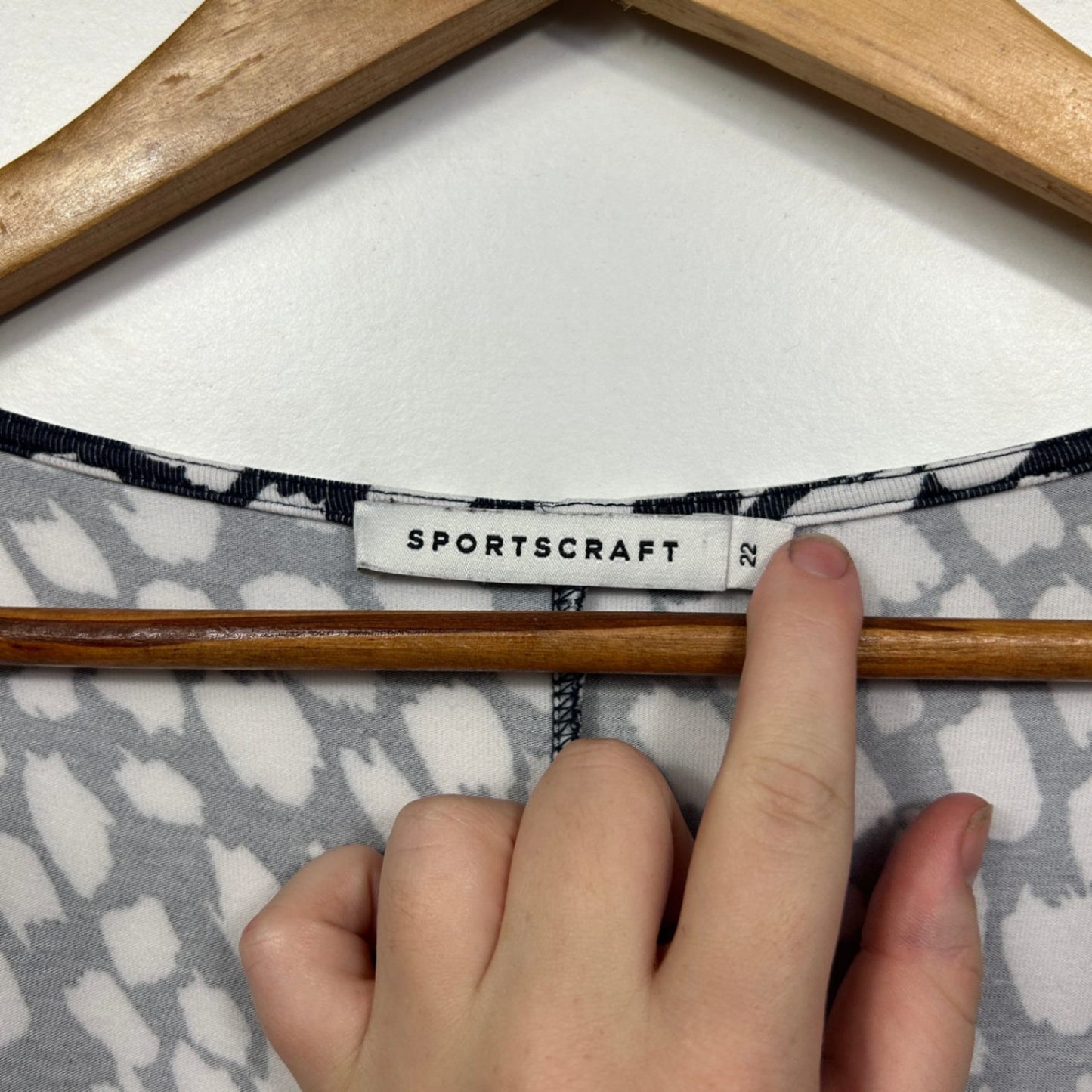 Sportscraft Navy White Short Sleeve Midi V-Neck Wrap Dress Size 22