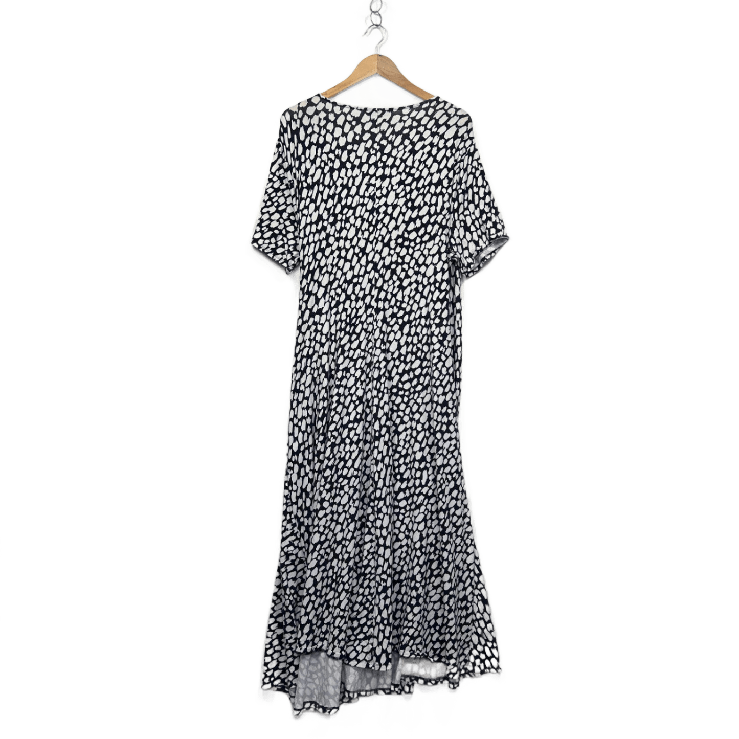 Sportscraft Navy White Short Sleeve Midi V-Neck Wrap Dress Size 22