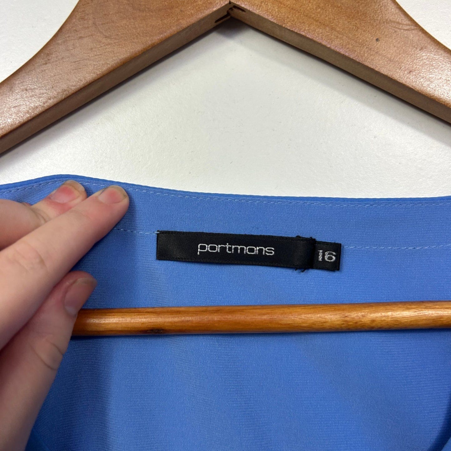 Portmans Womens Blue Cap Short Sleeve V Neck Top Size 16