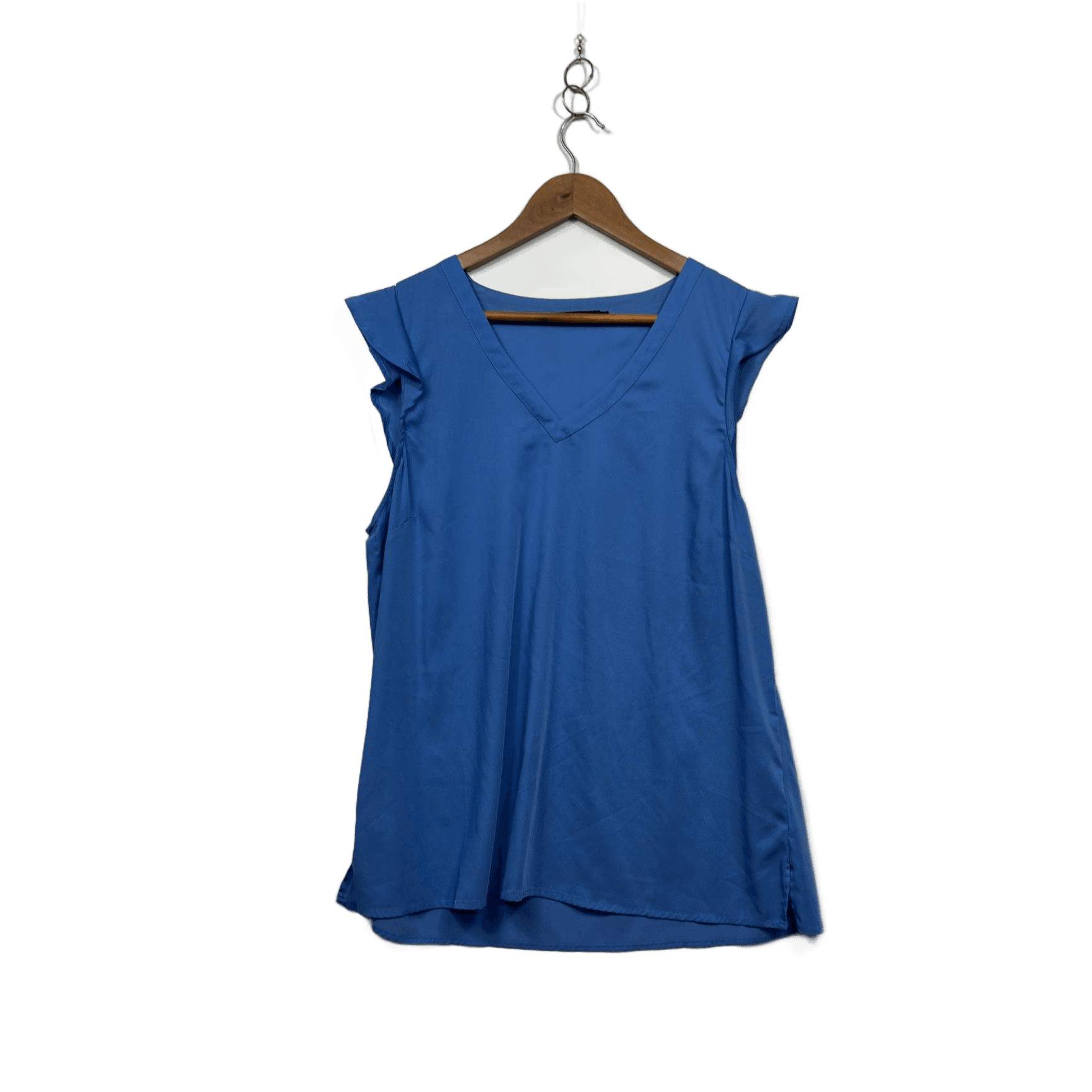 Portmans Womens Blue Cap Short Sleeve V Neck Top Size 16