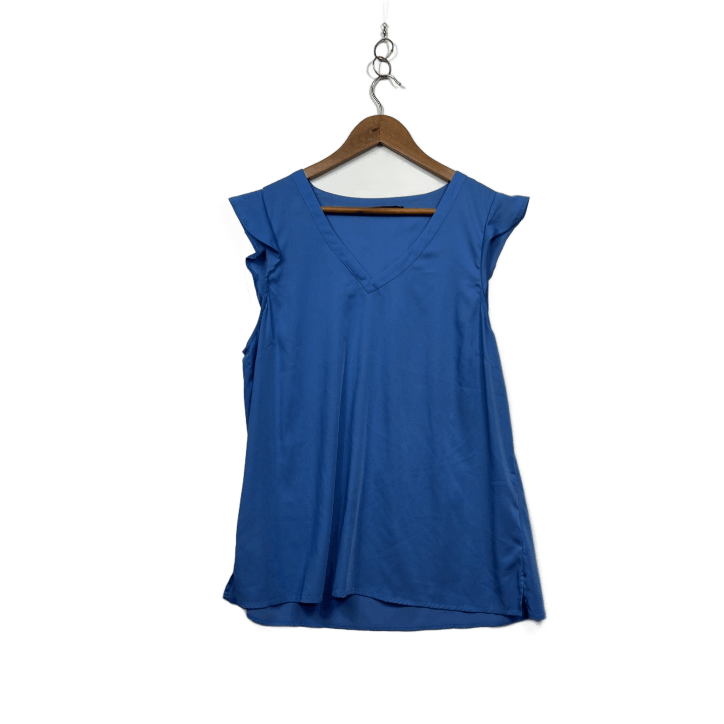 Portmans Womens Blue Cap Short Sleeve V Neck Top Size 16