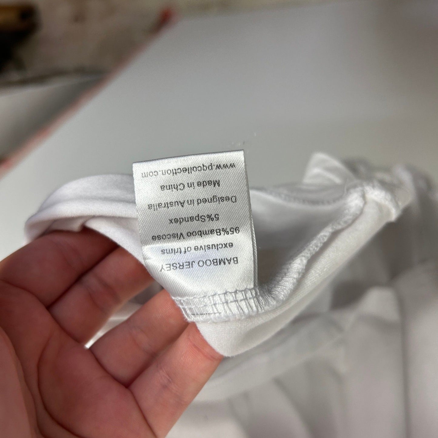 PQ Collection Womens White Short Sleeve Bamboo Jersey Blouse Top Size L/XL