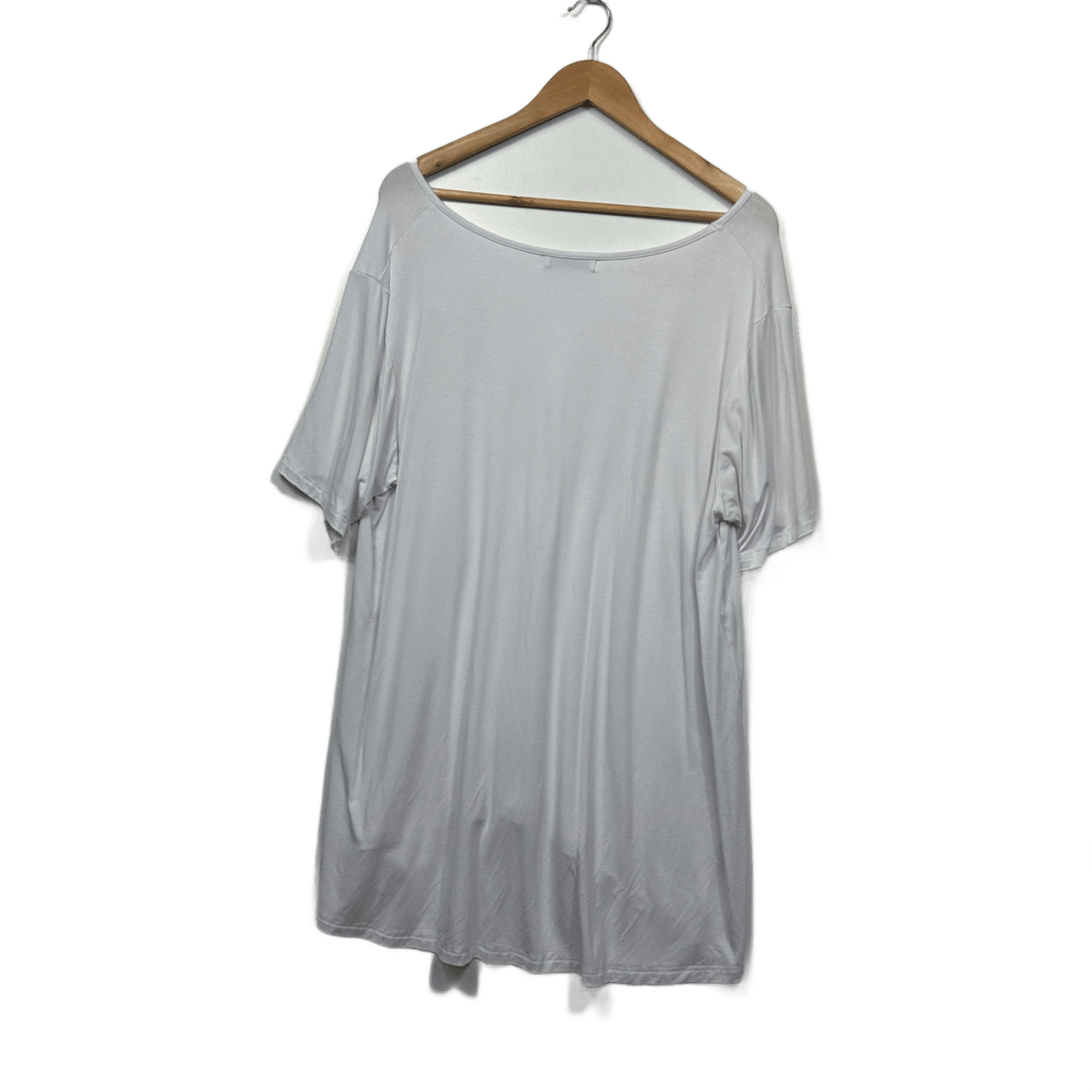 PQ Collection Womens White Short Sleeve Bamboo Jersey Blouse Top Size L/XL