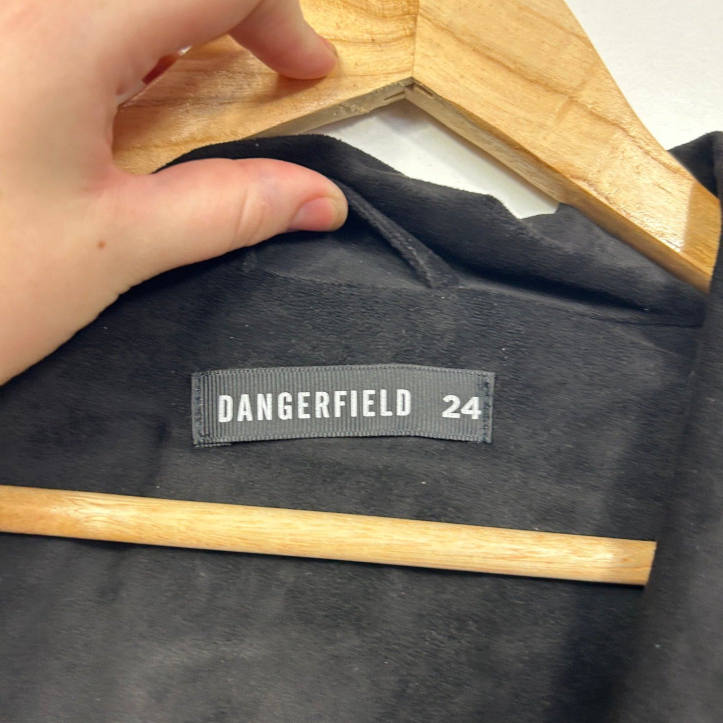 Dangerfield Black Faux Suede Swing Coat Jacket Size 24