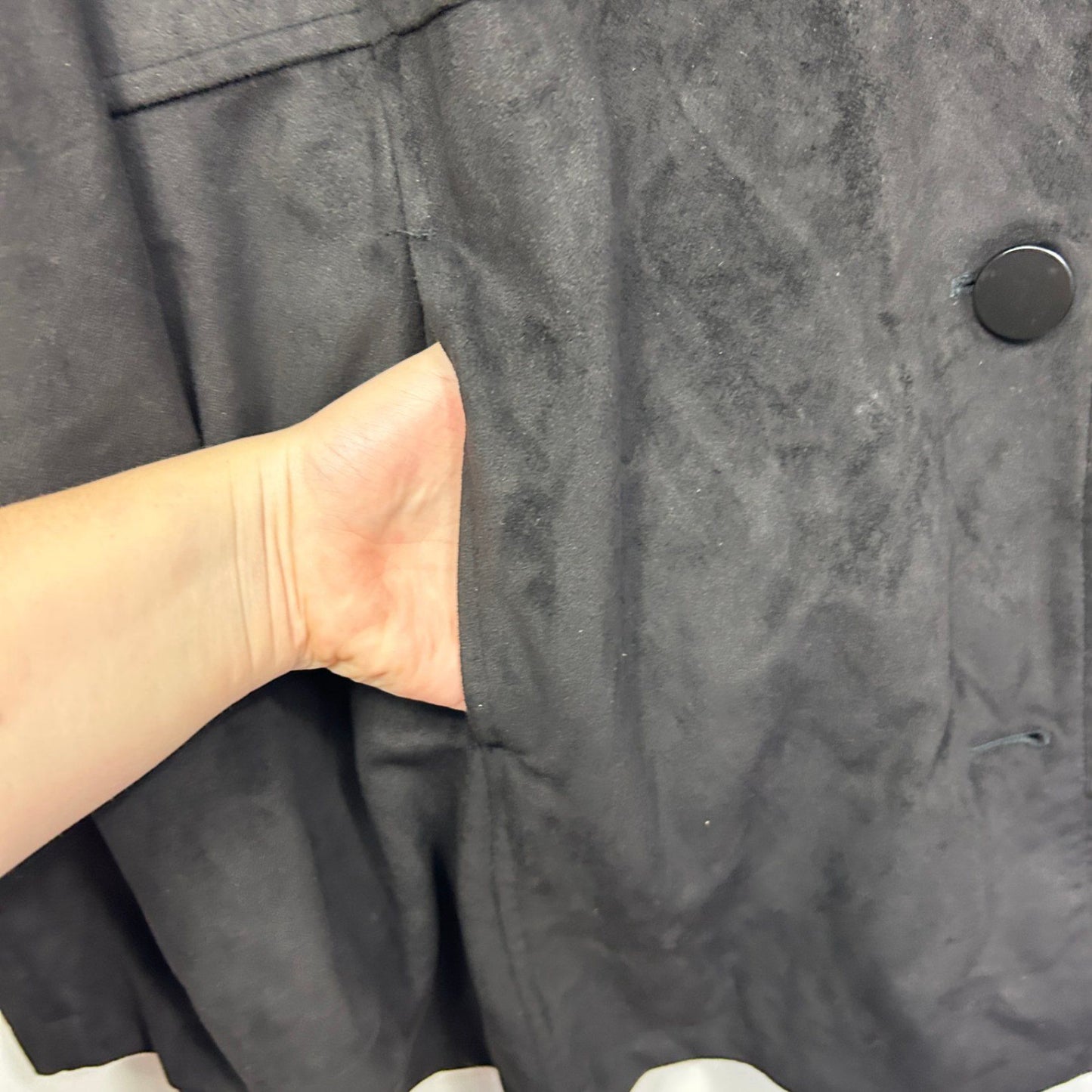 Dangerfield Black Faux Suede Swing Coat Jacket Size 24