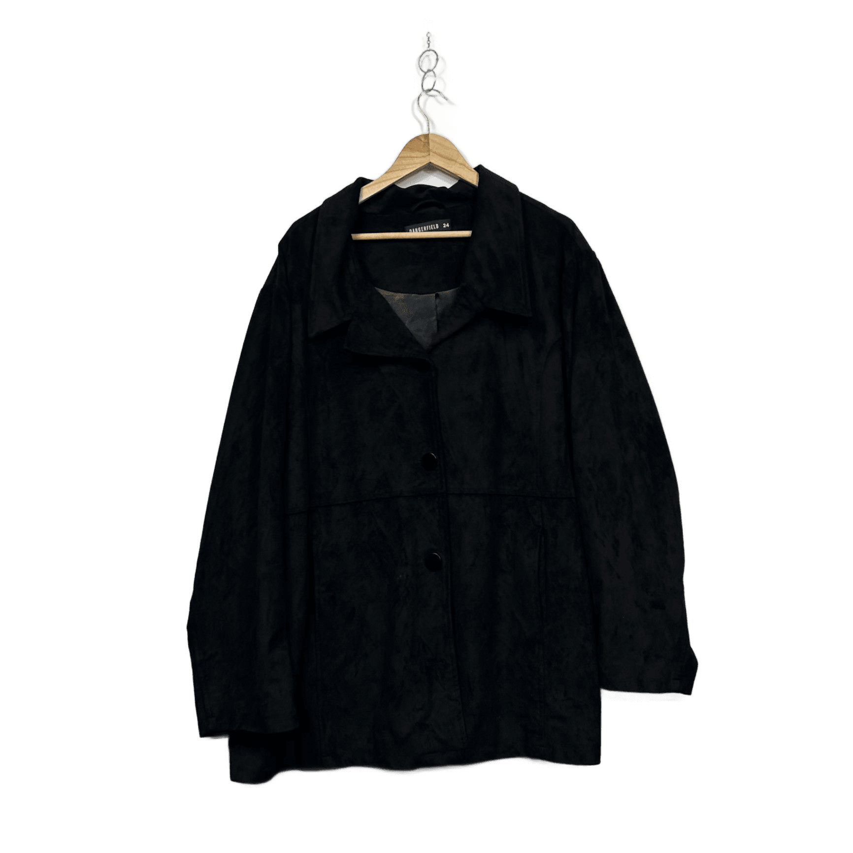 Dangerfield Black Faux Suede Swing Coat Jacket Size 24