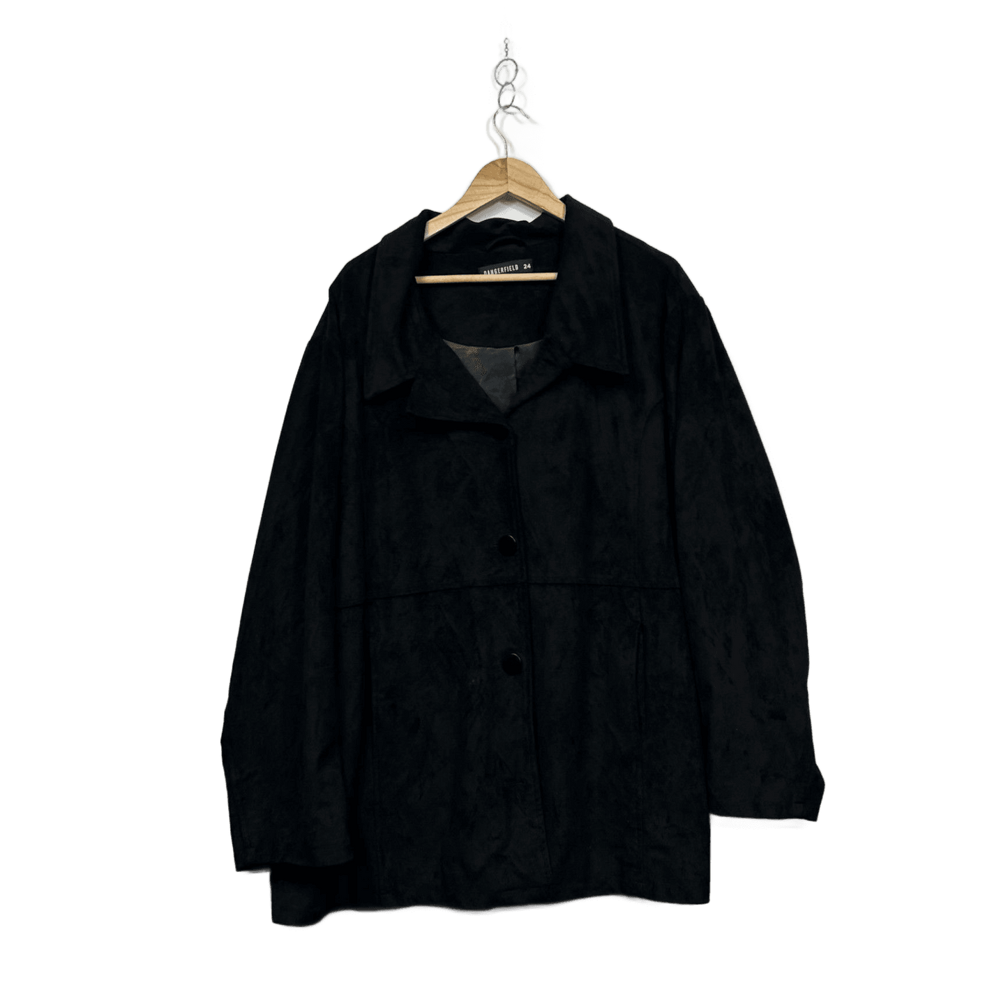 Dangerfield Black Faux Suede Swing Coat Jacket Size 24