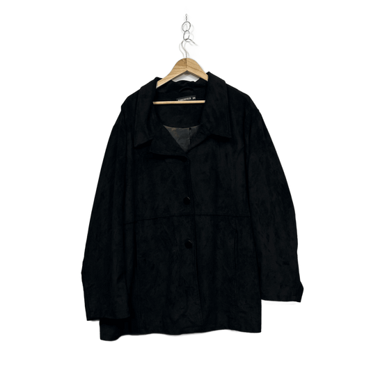 Dangerfield Black Faux Suede Swing Coat Jacket Size 24