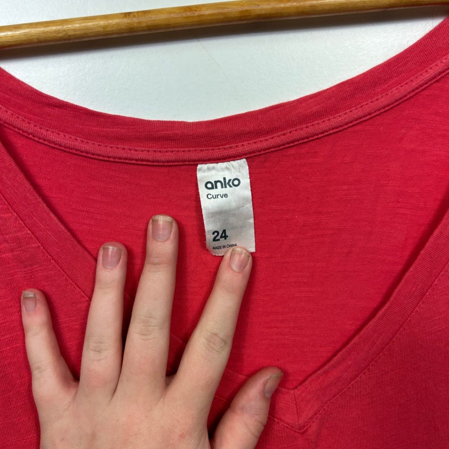 Anko Red Cotton Short Sleeve Midi V-Neck Casual Size 24 Dress