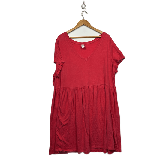 Anko Red Cotton Short Sleeve Midi V-Neck Casual Size 24 Dress