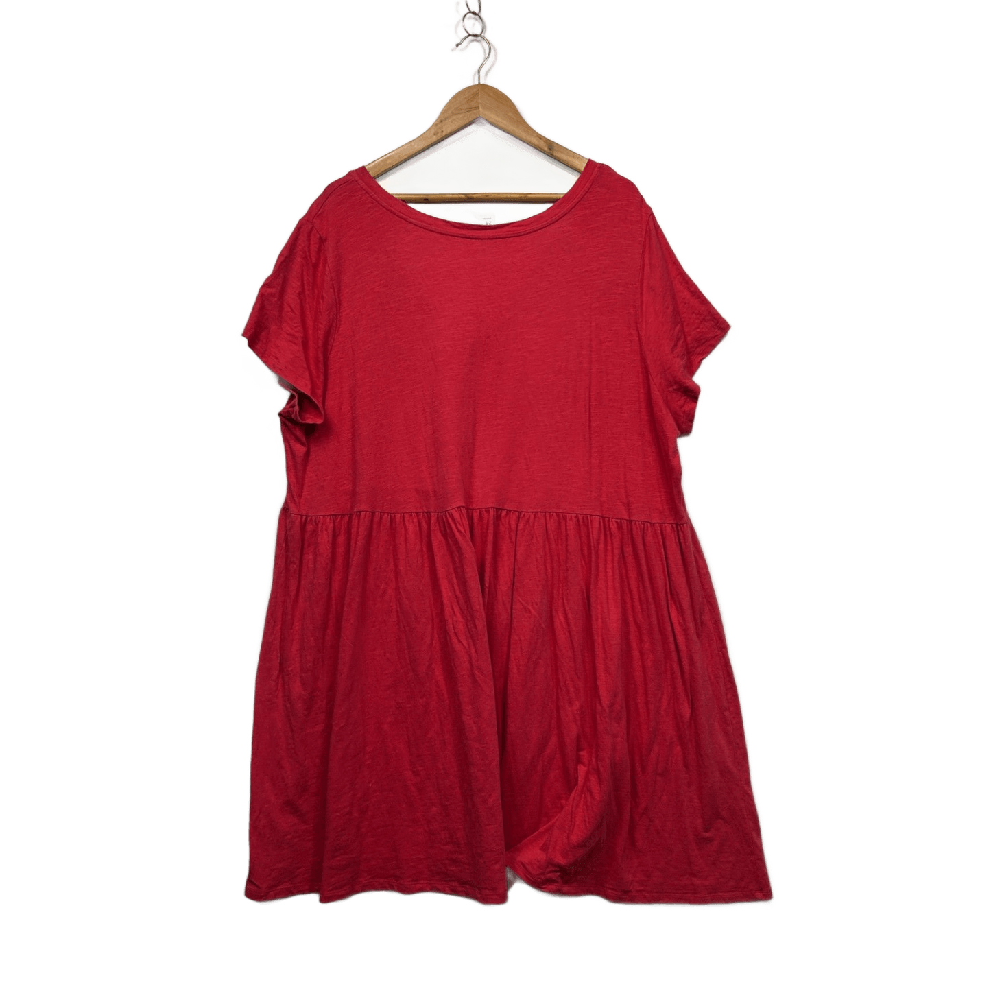 Anko Red Cotton Short Sleeve Midi V-Neck Casual Size 24 Dress