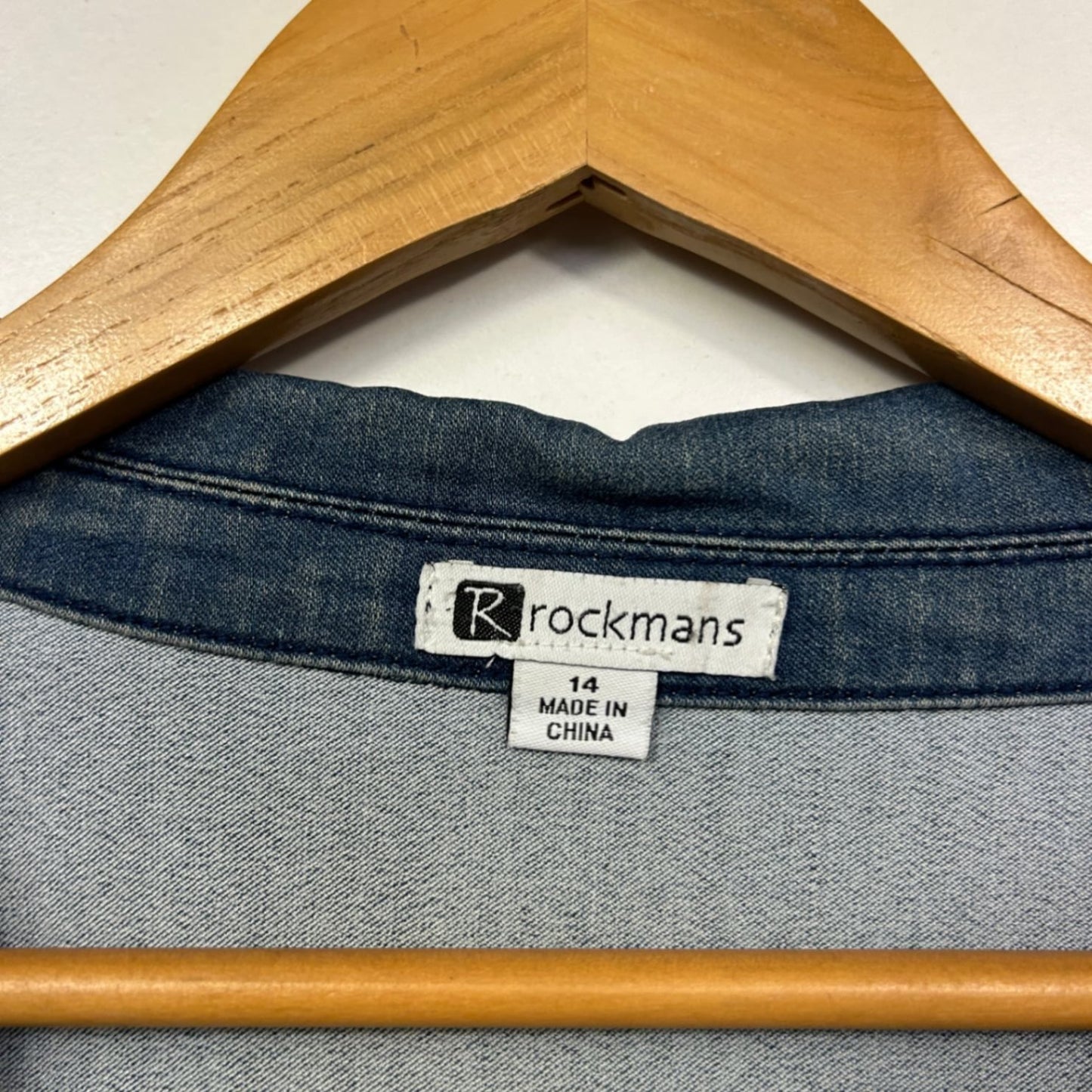 Rockmans Blue Cotton Blend Long Sleeve Collared Denim Jacket Shacket Size 14