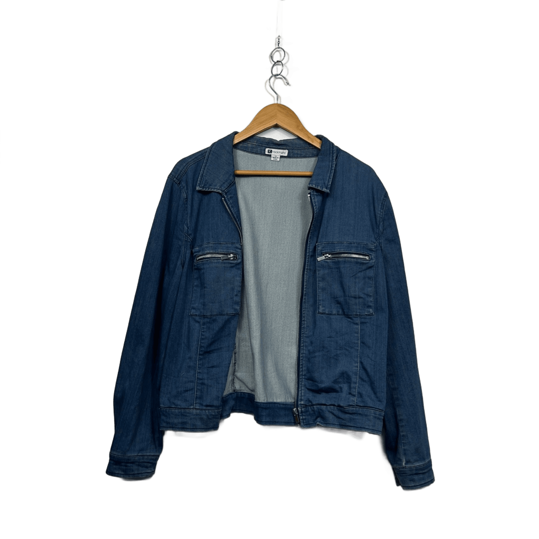 Rockmans Blue Cotton Blend Long Sleeve Collared Denim Jacket Shacket Size 14