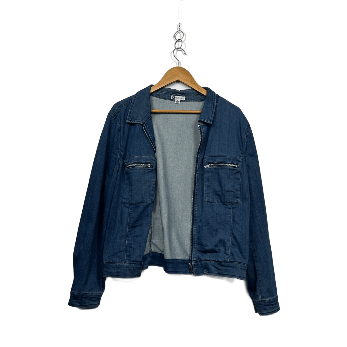 Rockmans Blue Cotton Blend Long Sleeve Collared Denim Jacket Shacket Size 14