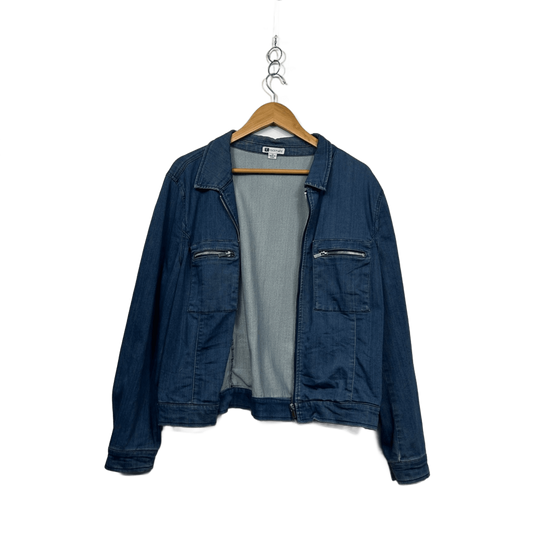 Rockmans Blue Cotton Blend Long Sleeve Collared Denim Jacket Shacket Size 14