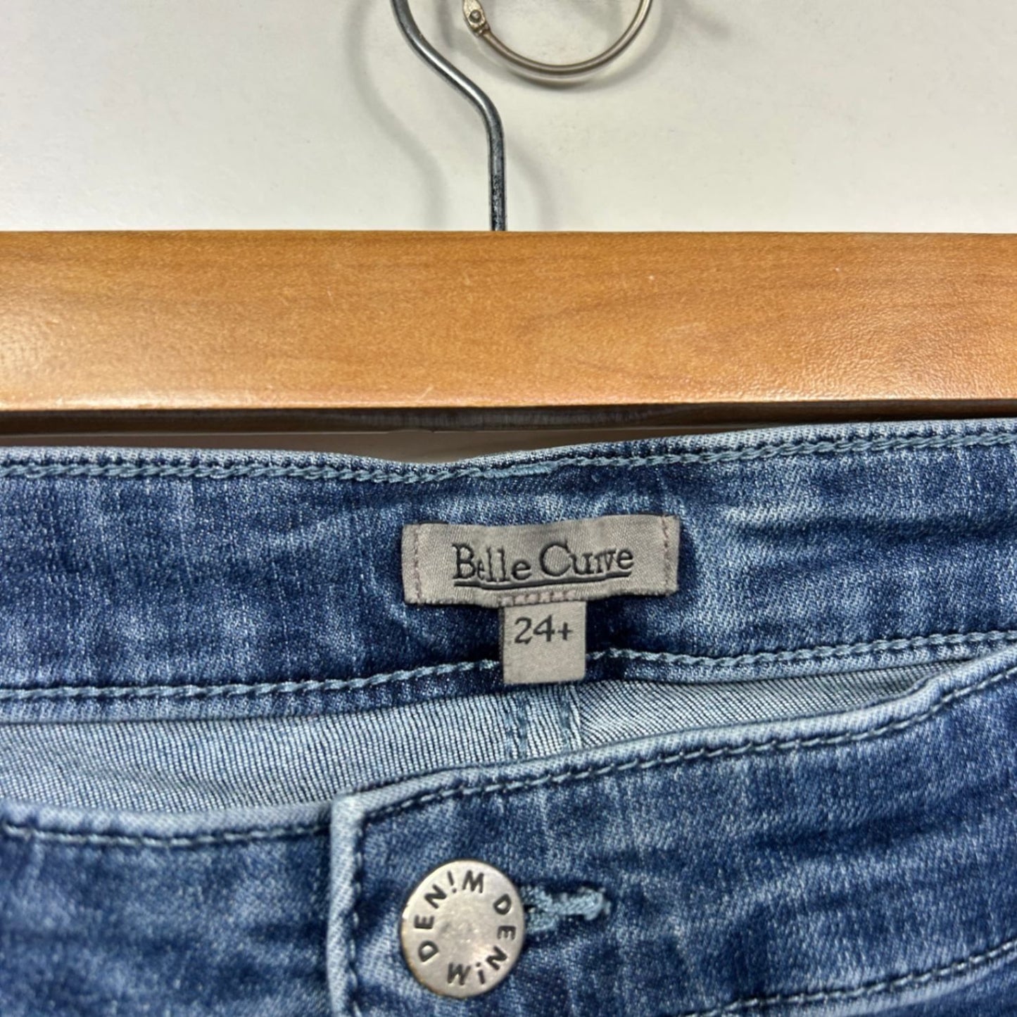 Belle Curve Womens Blue Cotton Blend Jeans Size 24