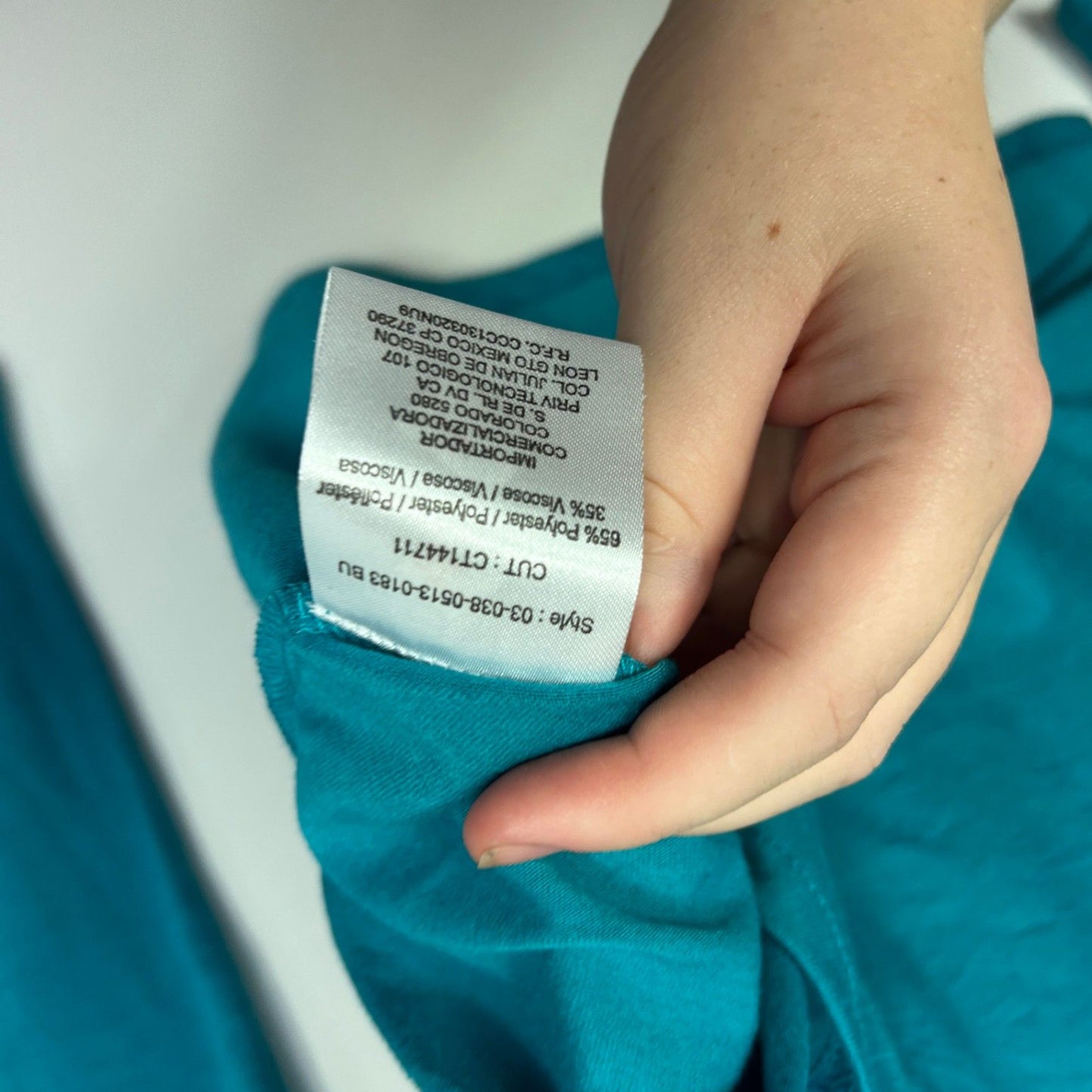 Roper Womens Teal Long Sleeve Crew Neck Casual Top Size L