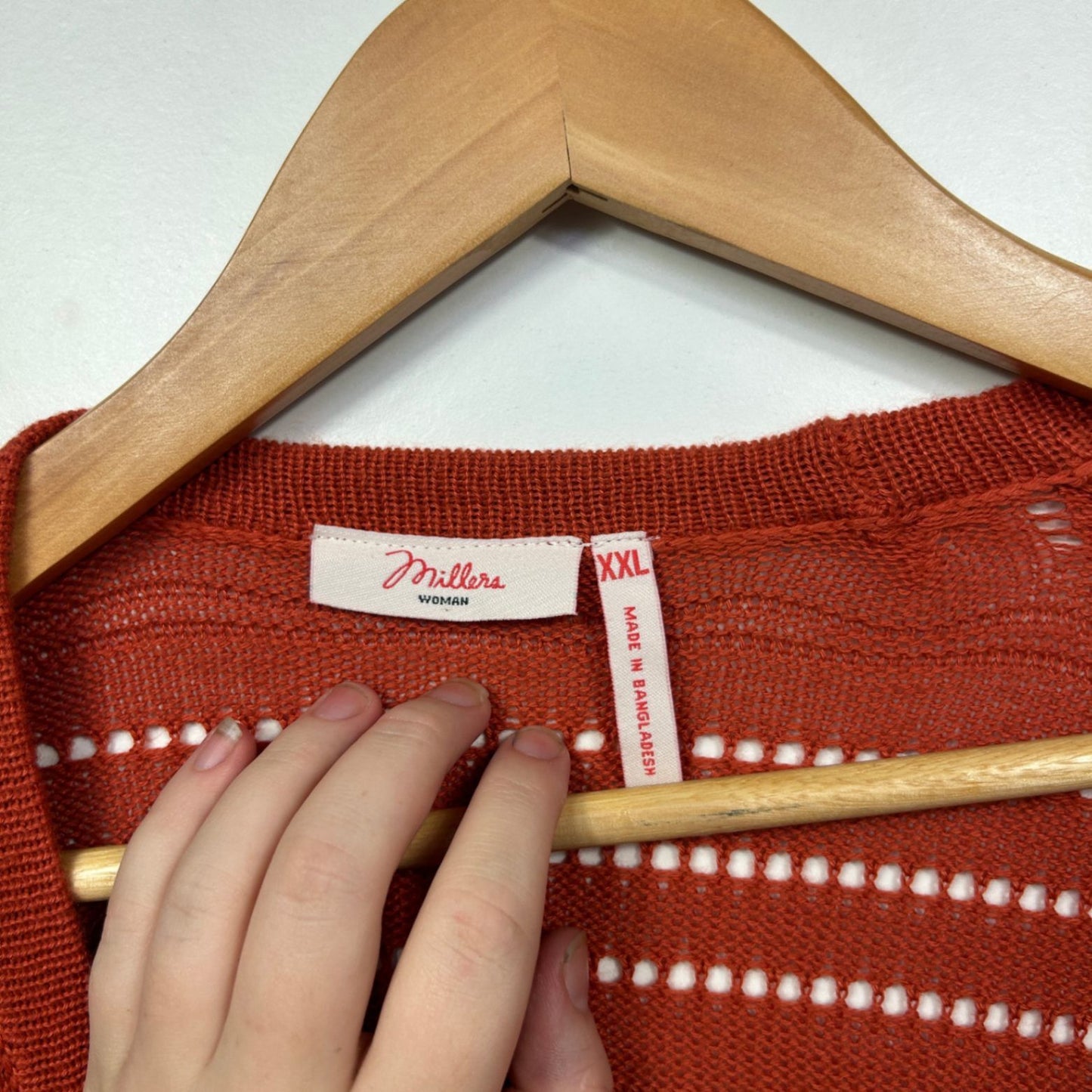 Millers Rust Orange Long Sleeve Knit Open Front Cardigan Size 2XL