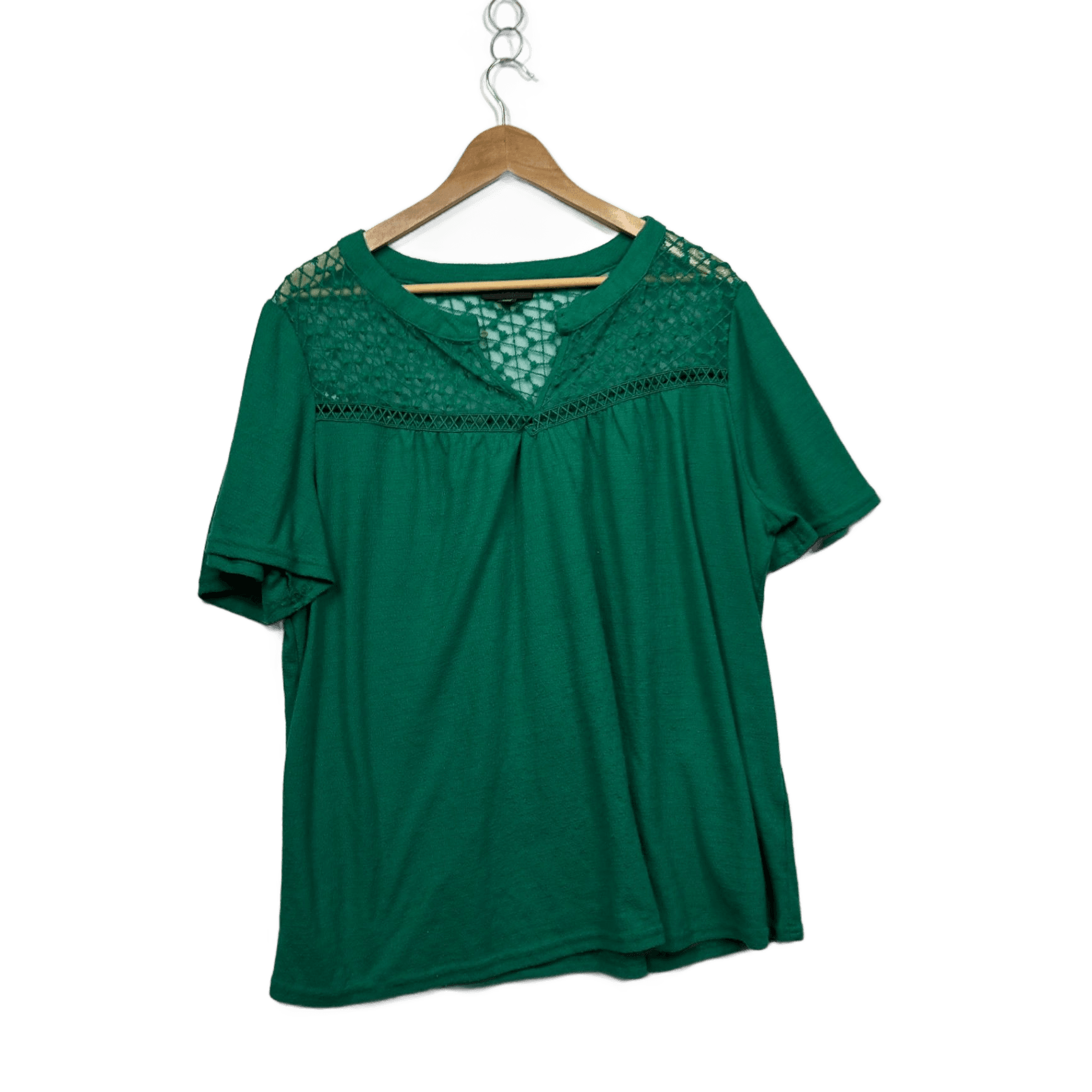 Autograph Green Short Sleeve Lace V-neck Blouse Top Size 18 Plus (Fault)