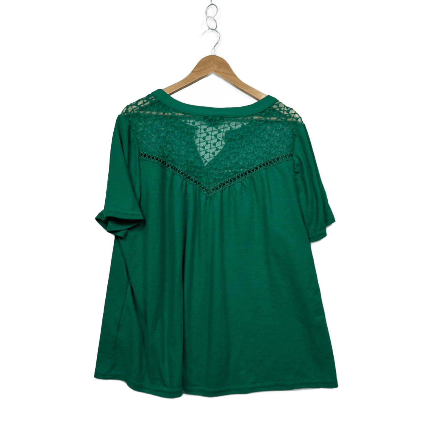 Autograph Green Short Sleeve Lace V-neck Blouse Top Size 18 Plus (Fault)