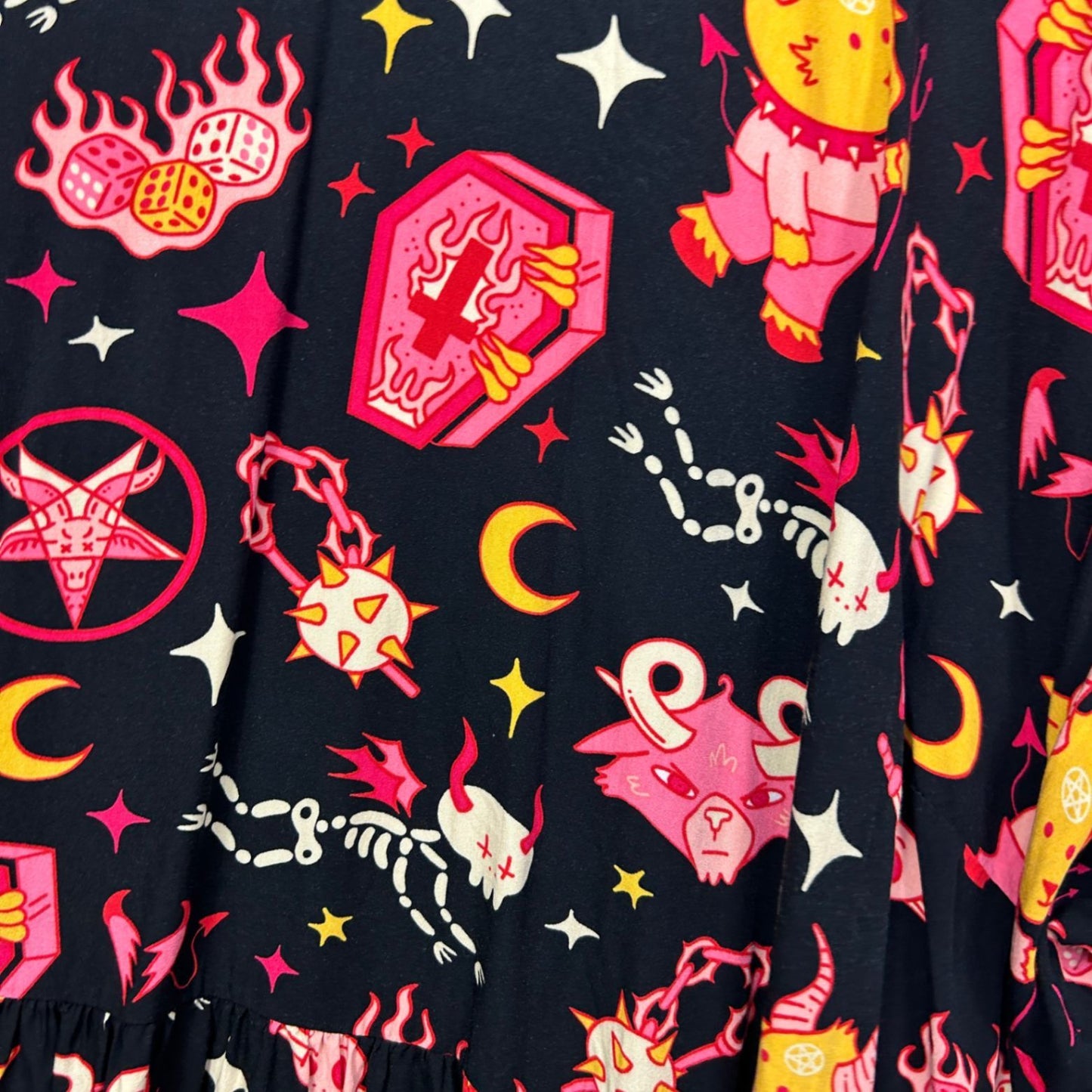 Black Friday Gothic Smock Dress Tarot Halloween Spooky Print Size 24