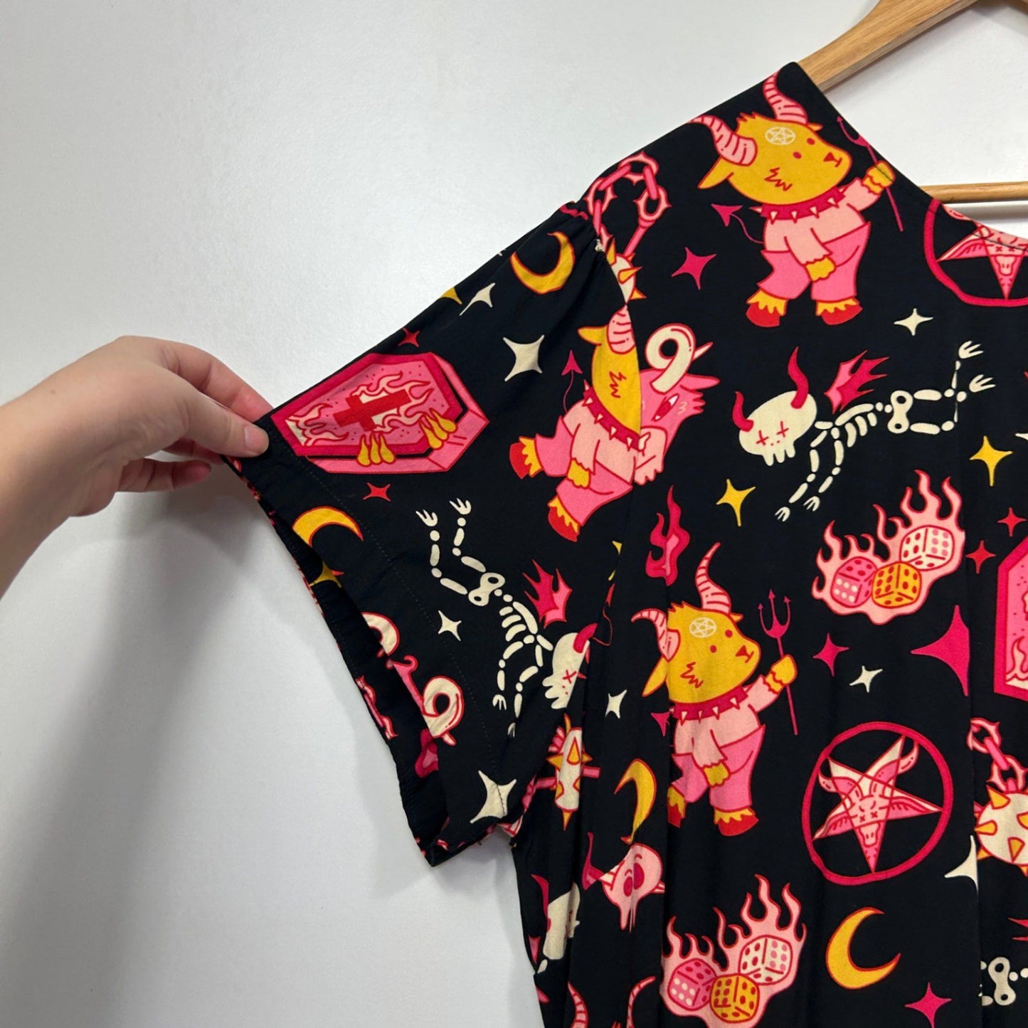 Black Friday Gothic Smock Dress Tarot Halloween Spooky Print Size 24