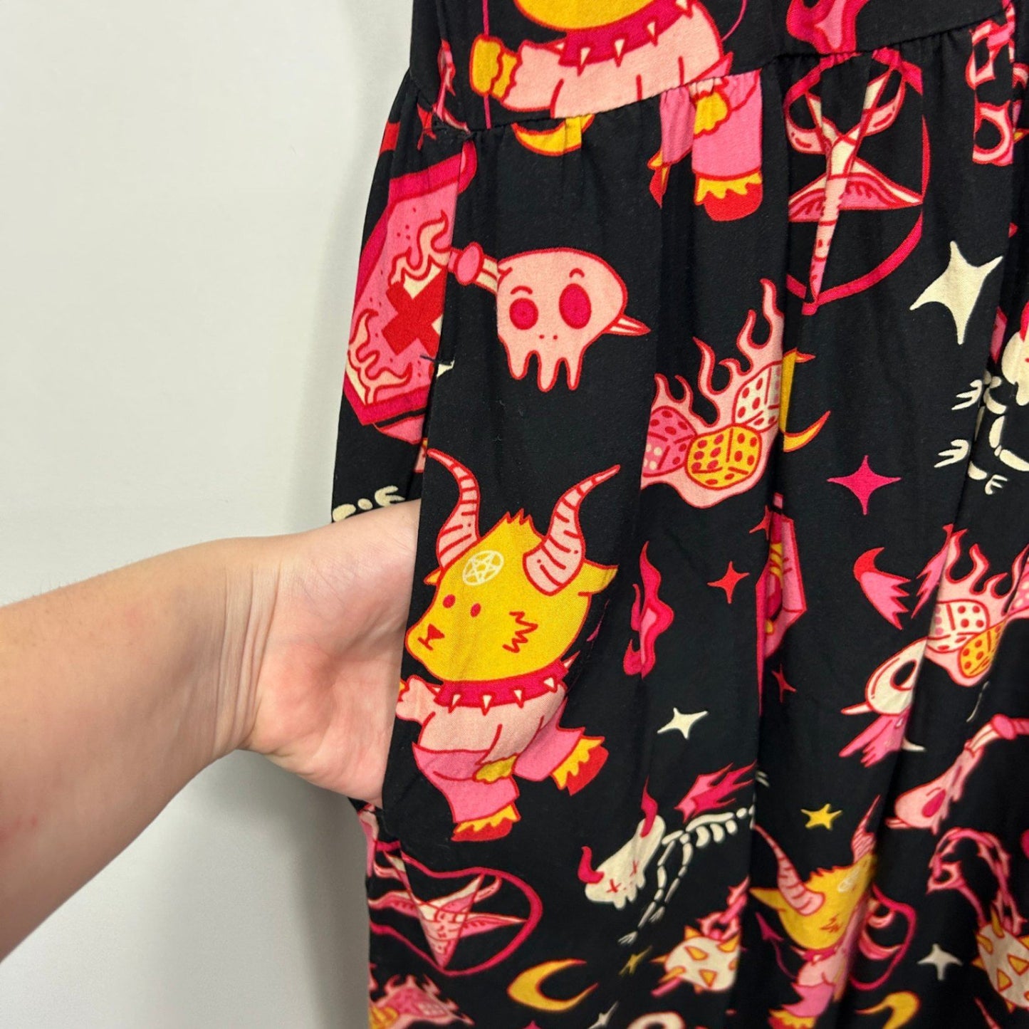 Black Friday Gothic Smock Dress Tarot Halloween Spooky Print Size 24