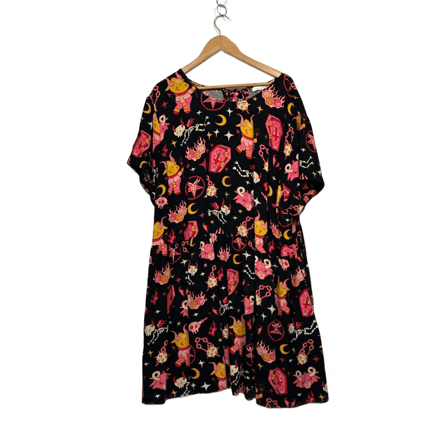 Black Friday Gothic Smock Dress Tarot Halloween Spooky Print Size 24