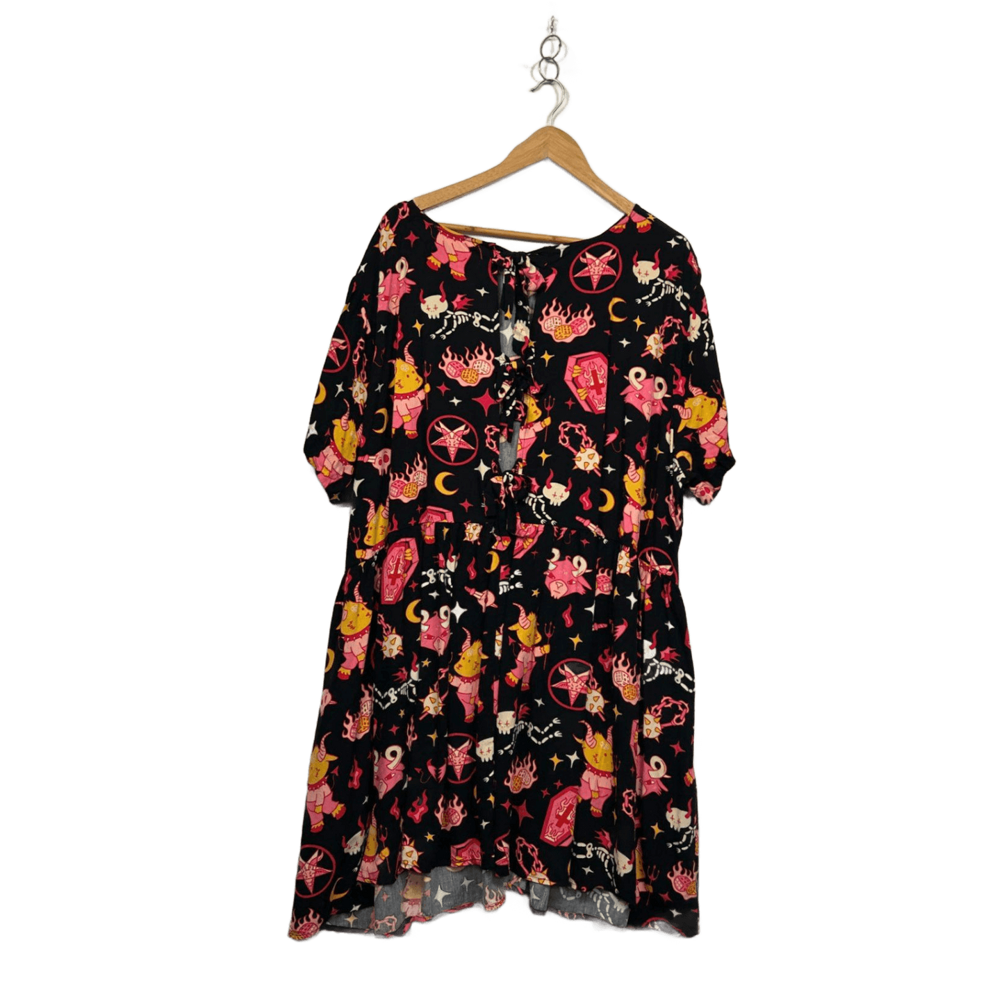 Black Friday Gothic Smock Dress Tarot Halloween Spooky Print Size 24