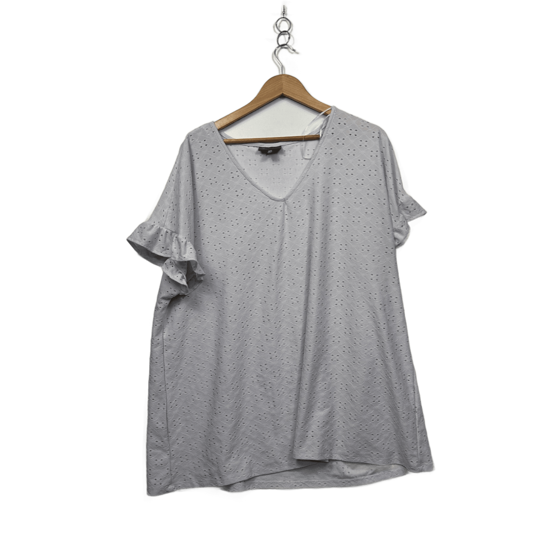 Autograph Broderie White Cotton Short Sleeve V-Neck Casual Blouse Top Size 20