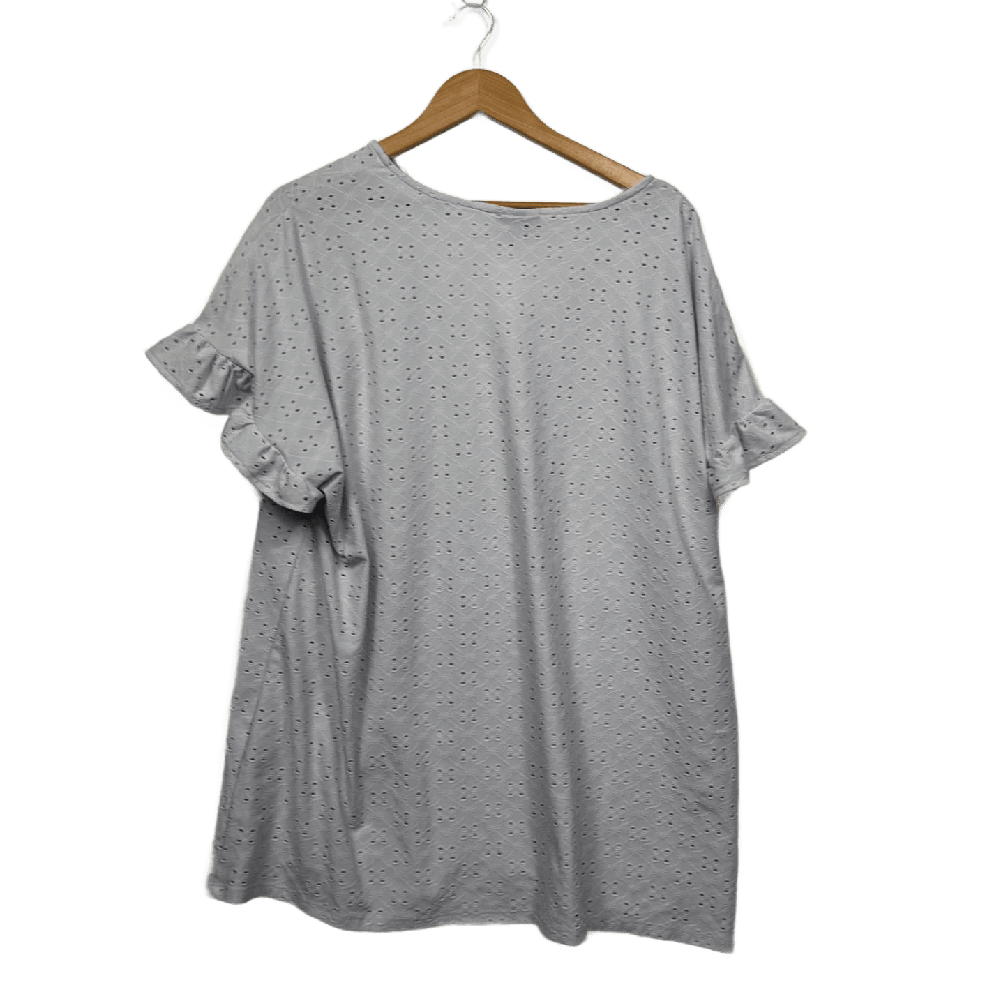 Autograph Broderie White Cotton Short Sleeve V-Neck Casual Blouse Top Size 20