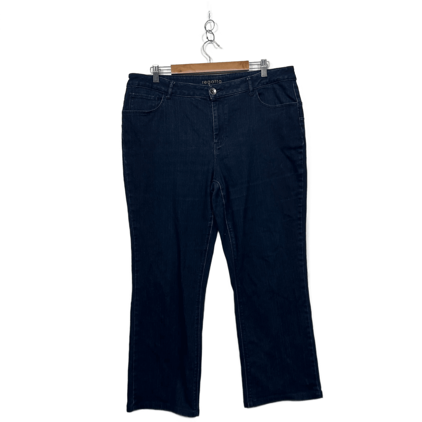 Regatta Womens Blue Cotton Blend Straight Leg Essential Fit Jeans Size 18