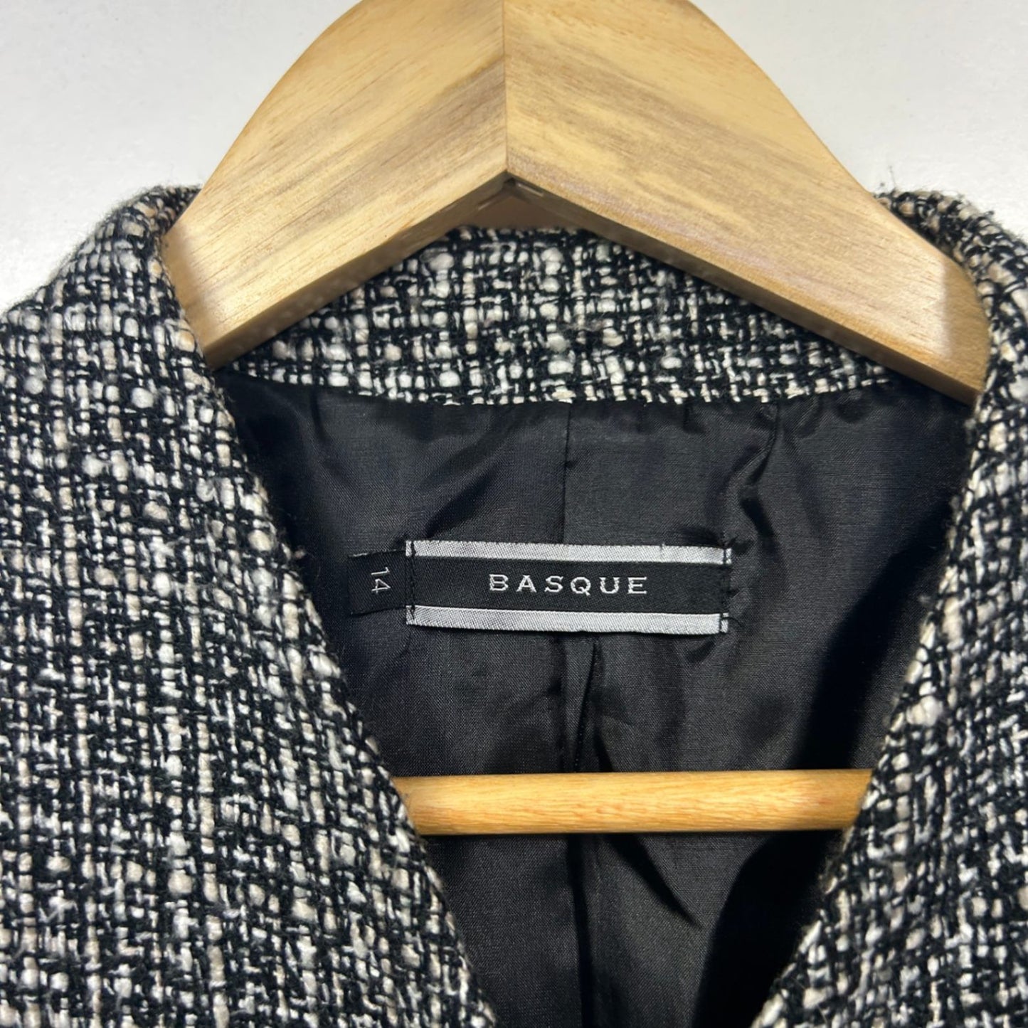 Basque Womens  Black White Tweed Jacket Blazer Size 14