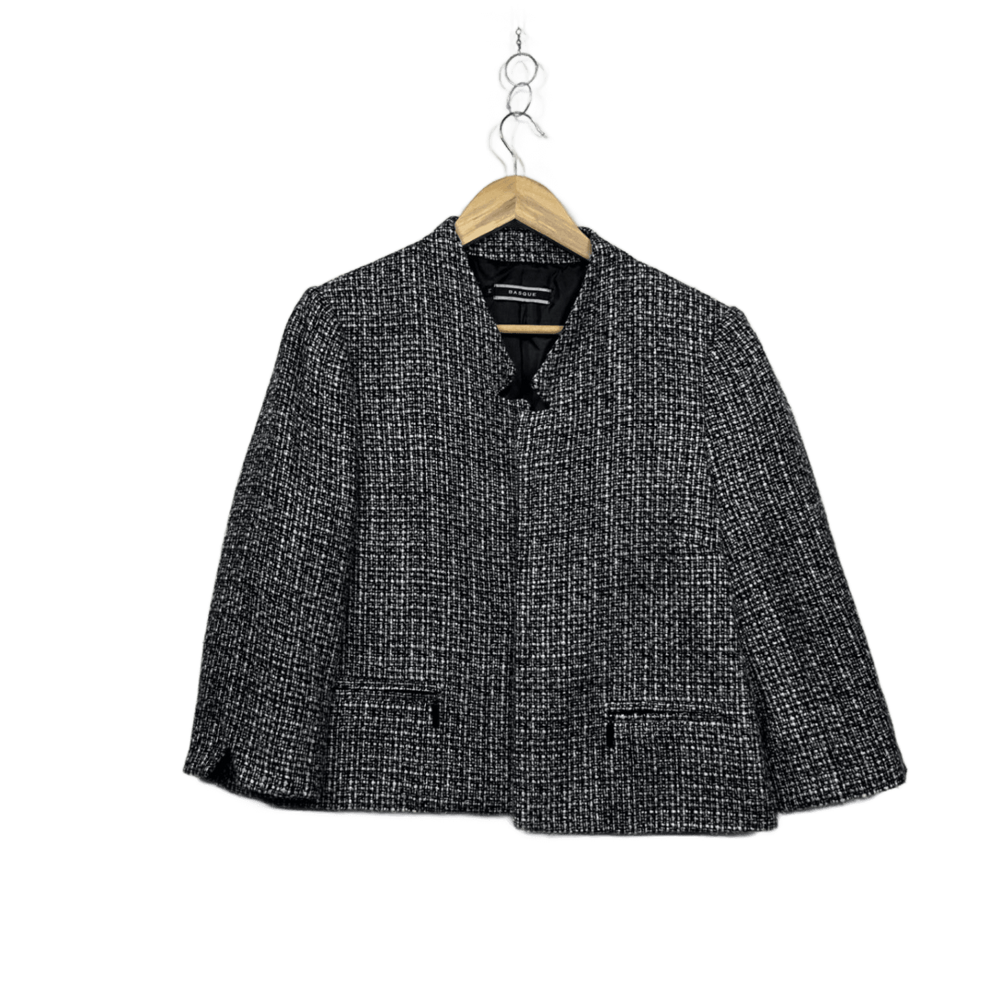 Basque Womens  Black White Tweed Jacket Blazer Size 14