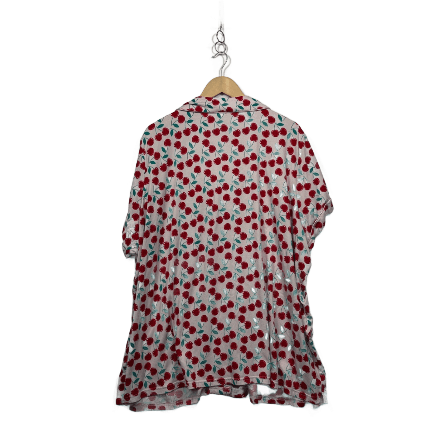 edited Sleep Pink Cherry Print Button Up Pyjama Shirt Top Size 26