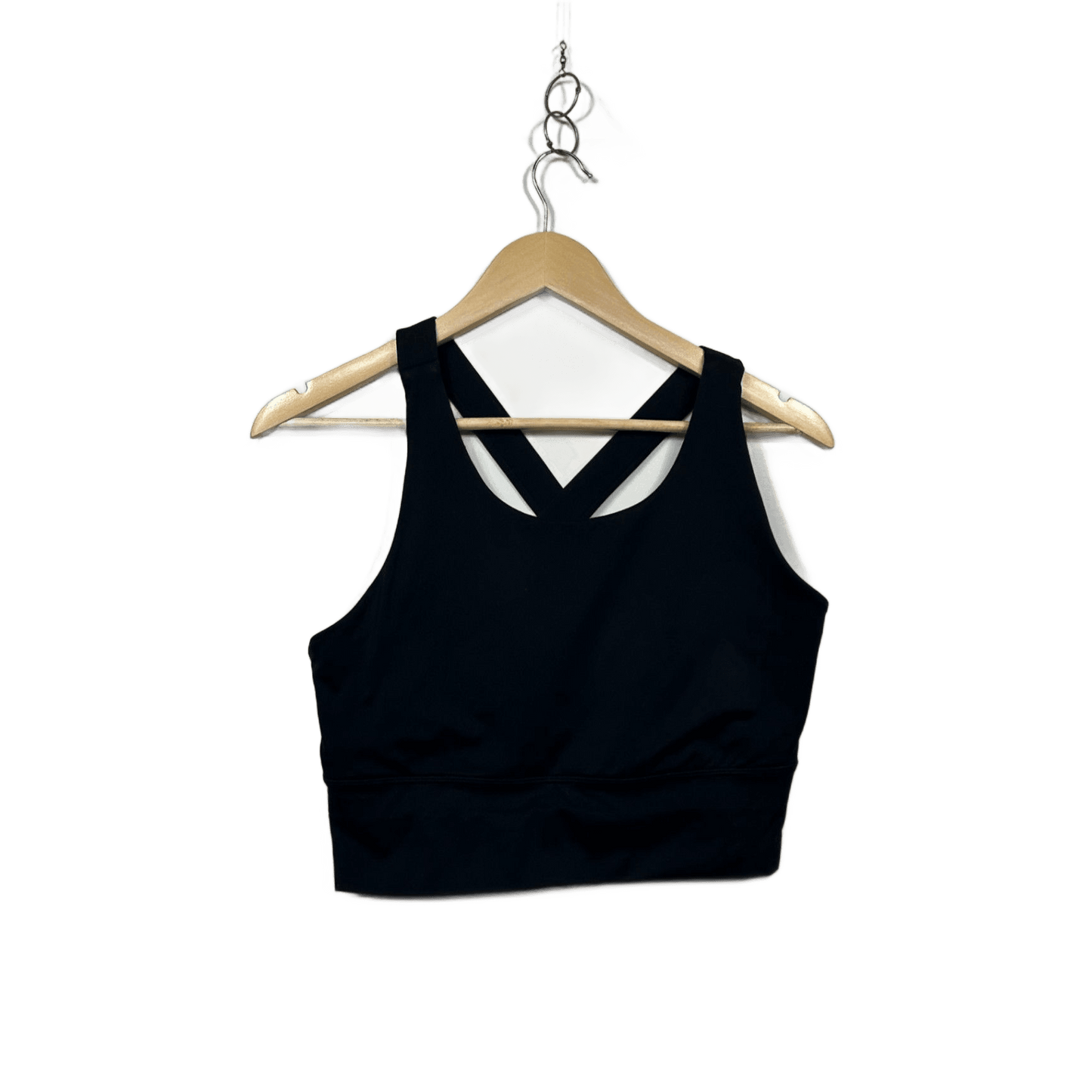 Anko Active Sports Crop Top Size 14 Black Stretch Gym Cross Back