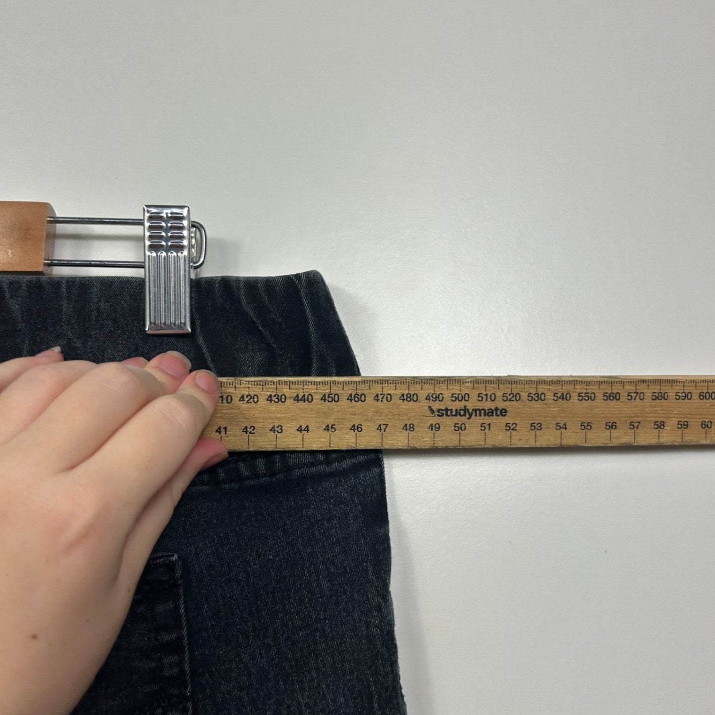 Autograph Black Denim Cotton Blend Stretch Pockets Pull On Jeans Size 18