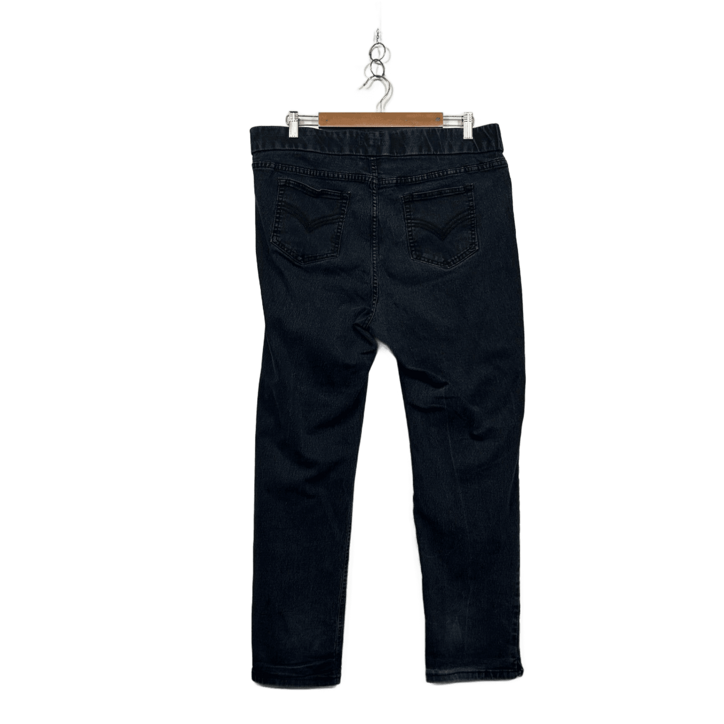 Autograph Black Denim Cotton Blend Stretch Pockets Pull On Jeans Size 18