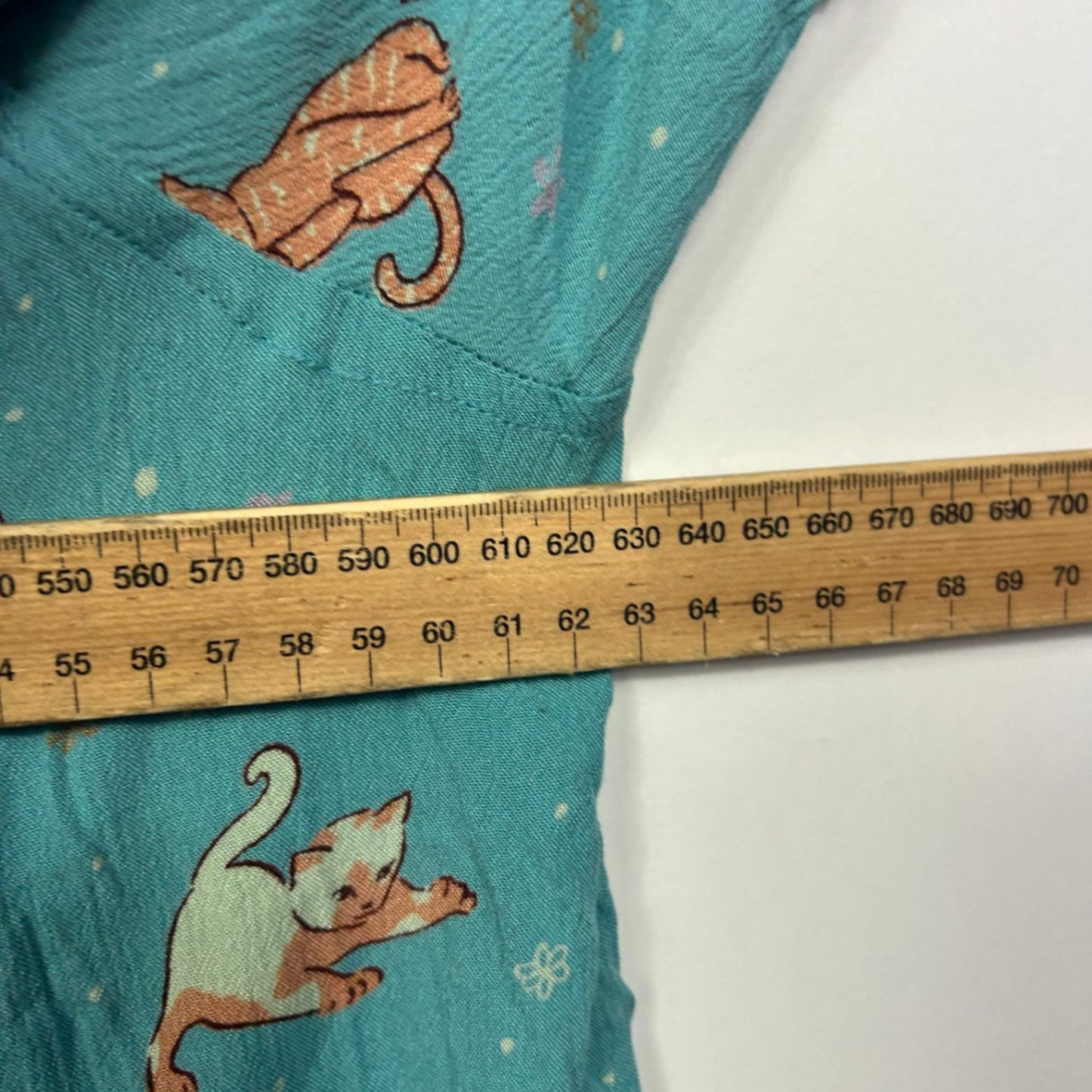 Tree Of Life Teal Blue Short Sleeve Casual Button-up Cats Top Blouse Size XL