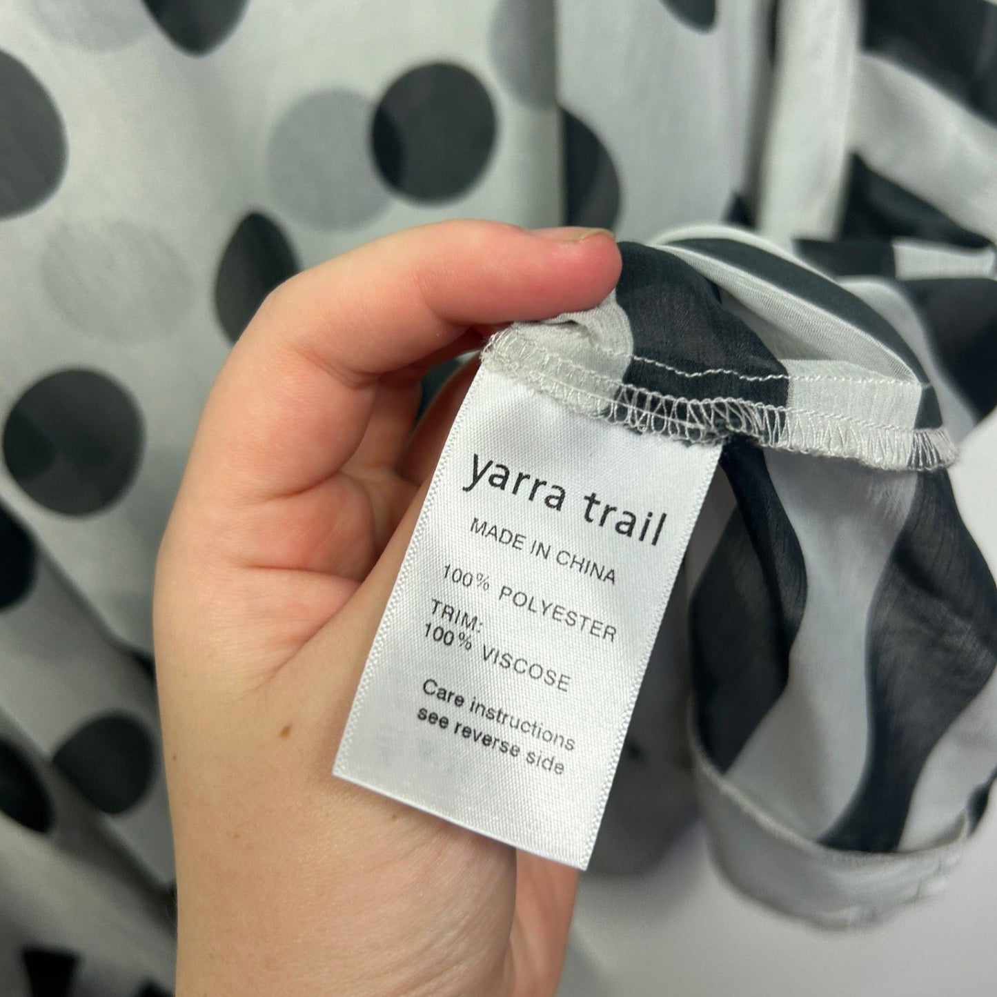 Yarra Trail Grey Black Sheer Polka Dots Kaftan Top One Size