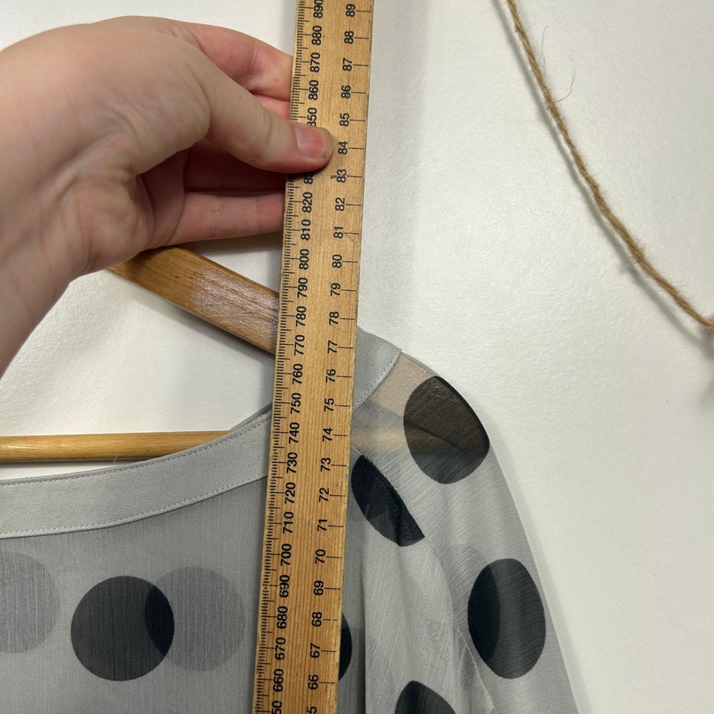 Yarra Trail Grey Black Sheer Polka Dots Kaftan Top One Size