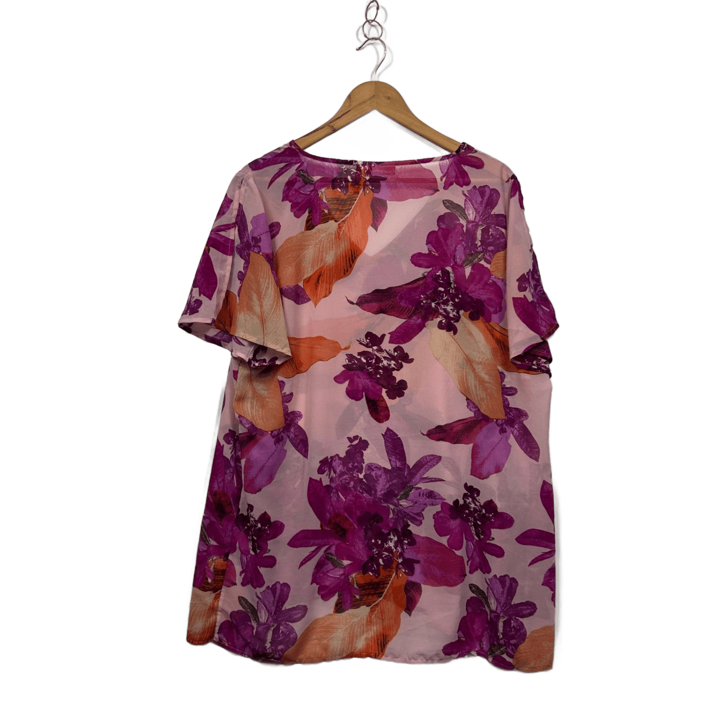 Millers Womens Pink Floral Short Sleeve V-neck Top Blouse Size 18