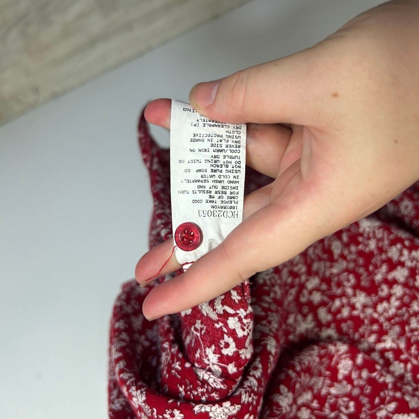 Bird Keepers Red White Rayon Short Sleeve Midi Floral Shift Dress Size 18