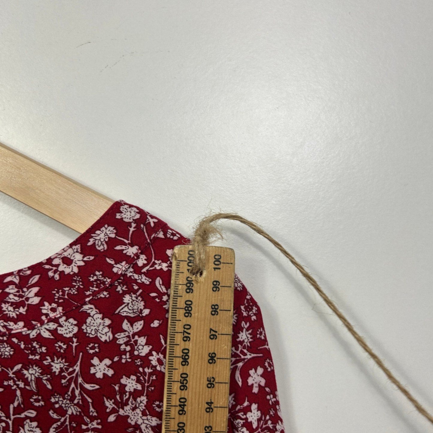 Bird Keepers Red White Rayon Short Sleeve Midi Floral Shift Dress Size 18